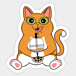 I Love Boba Cat | Ginger Cat Sticker